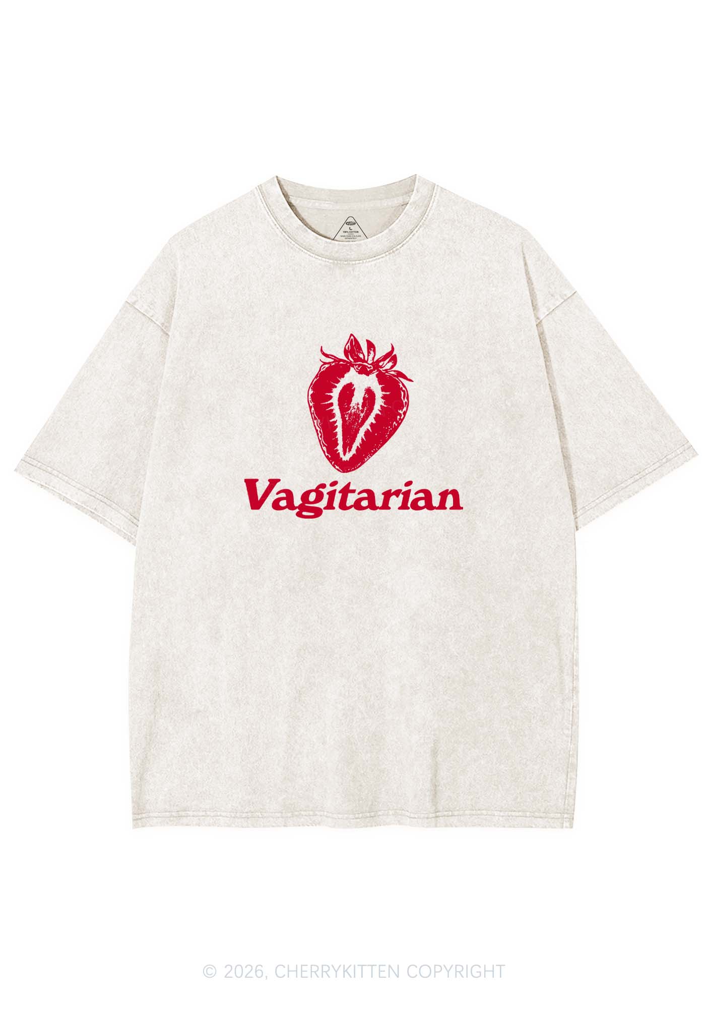 Vagitarian Strawberry Pride Y2K Shirts Washed Tee Cherrykitten