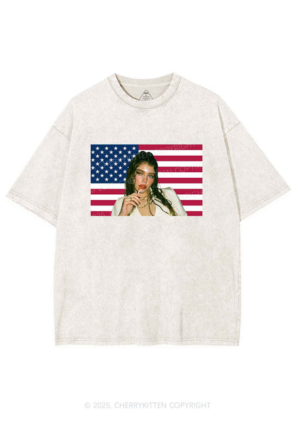 Custom Portrait Flag Y2K Shirts Washed Tee Cherrykitten