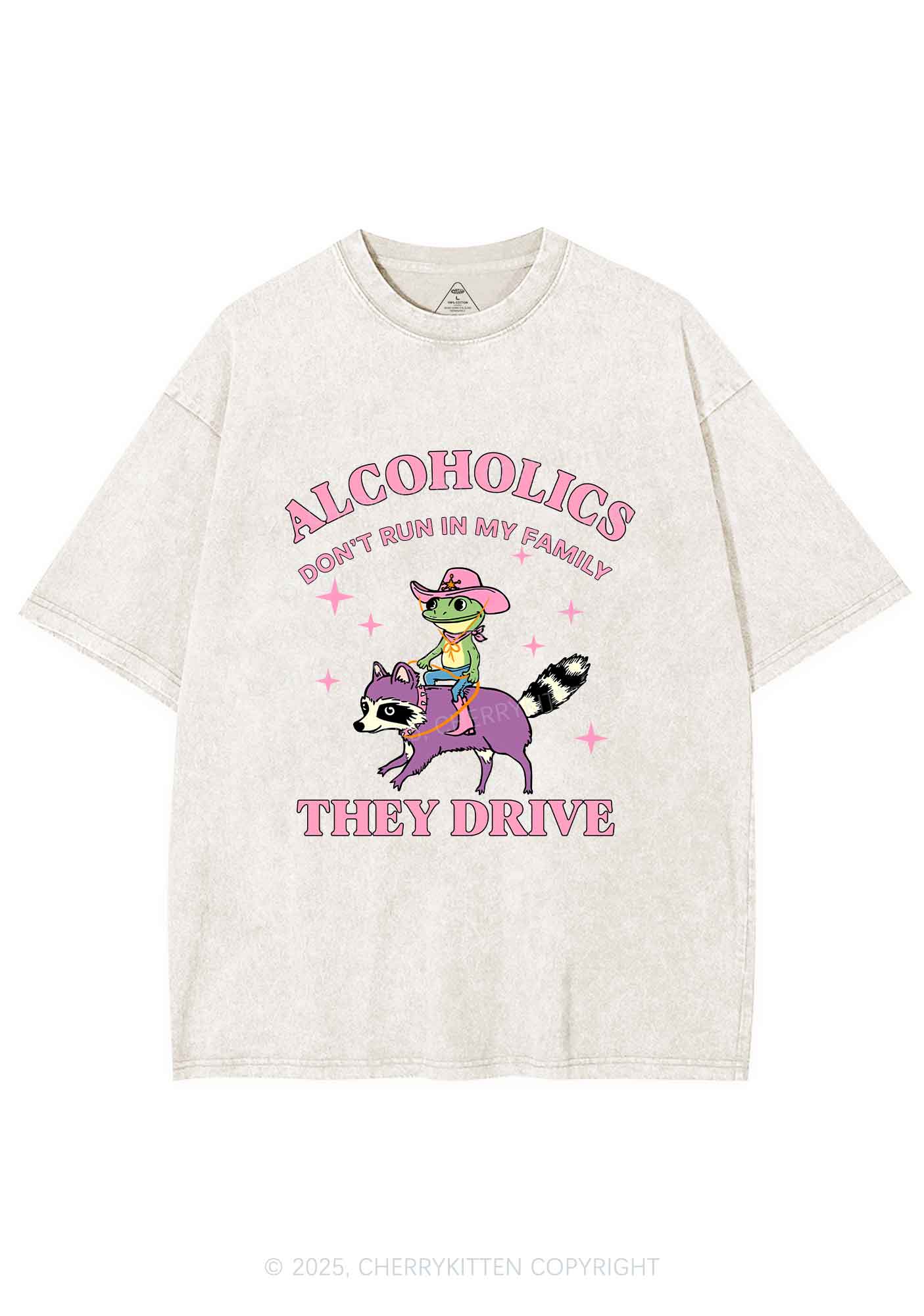 Alcoholics Drive Y2K Shirts Washed Tee Cherrykitten