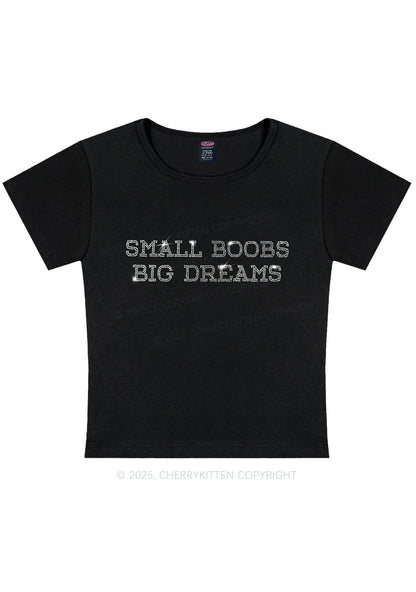 Rhinestone Small But Big Dreams Y2K Baby Tee Cherrykitten