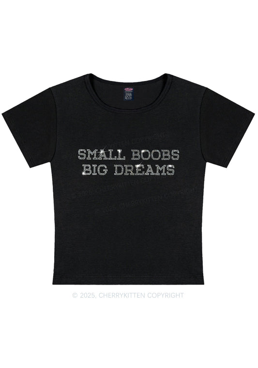 Rhinestone Small But Big Dreams Y2K Baby Tee Cherrykitten