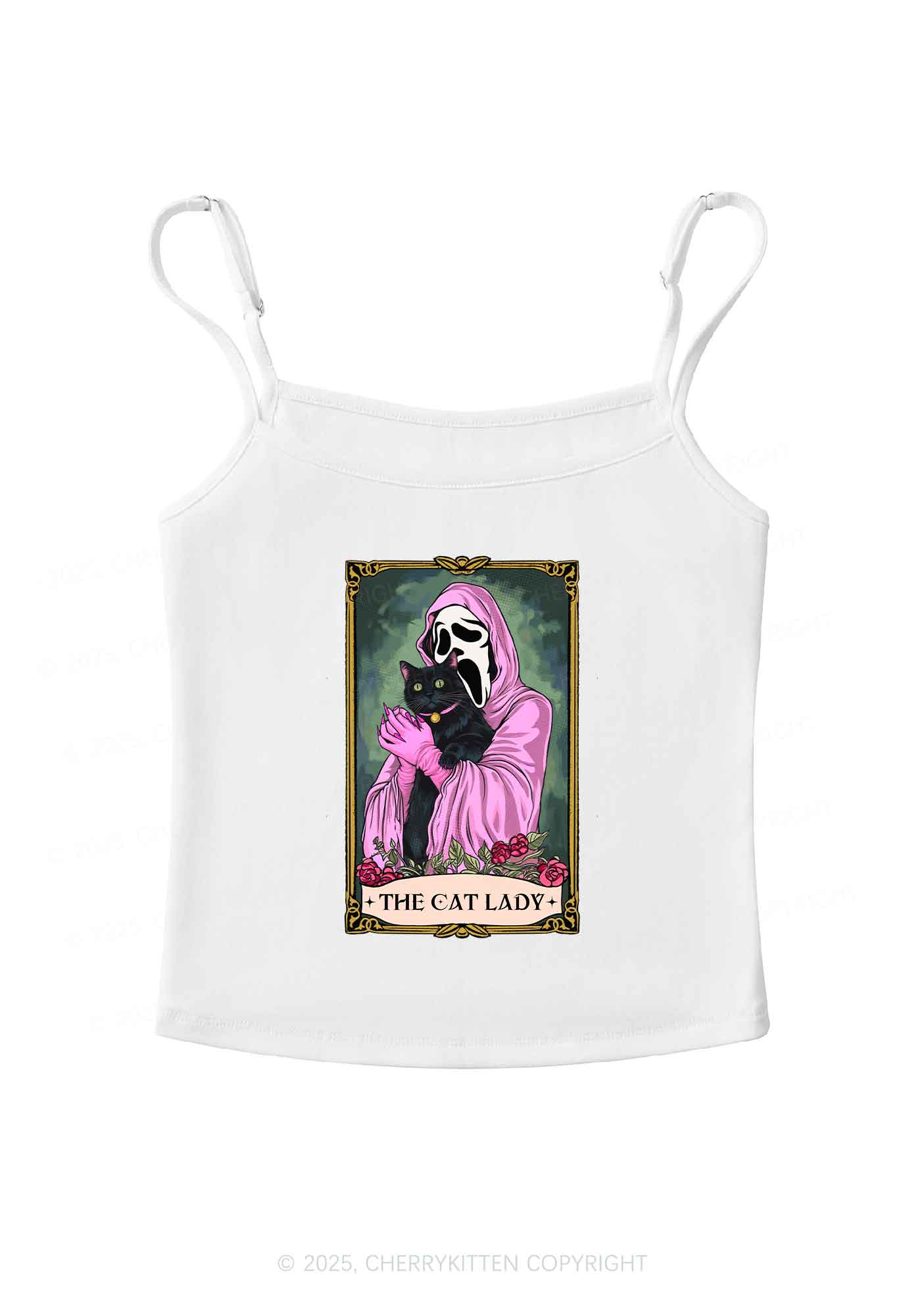 Halloween The Skull Cat Lady Y2K Spaghetti Strap Cami Cherrykitten
