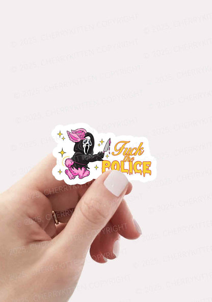 Halloween Fxxk The Police 1pc Y2K Sticker Cherrykitten