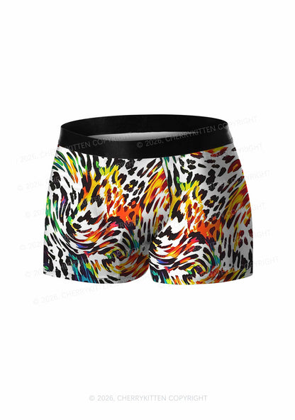 Rainbow Leopard Pride Y2K Print Men Boxer Briefs Cherrykitten