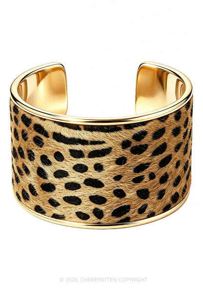 Leopard Y2K Open Bangle Cherrykitten