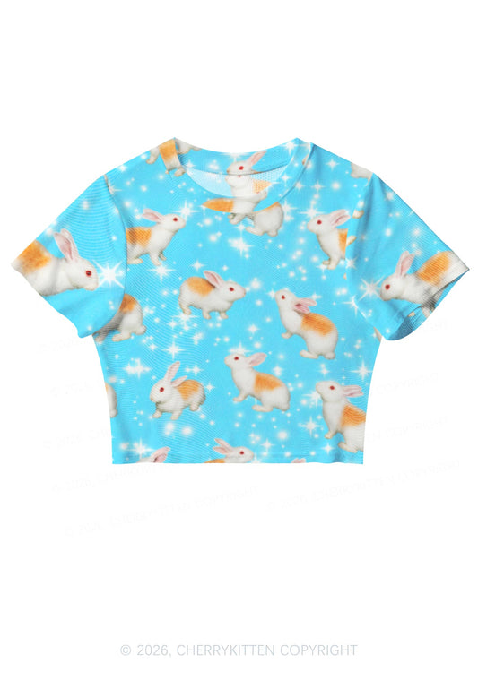 Orange Spotted Bunny Y2K Mesh Crop Top Cherrykitten