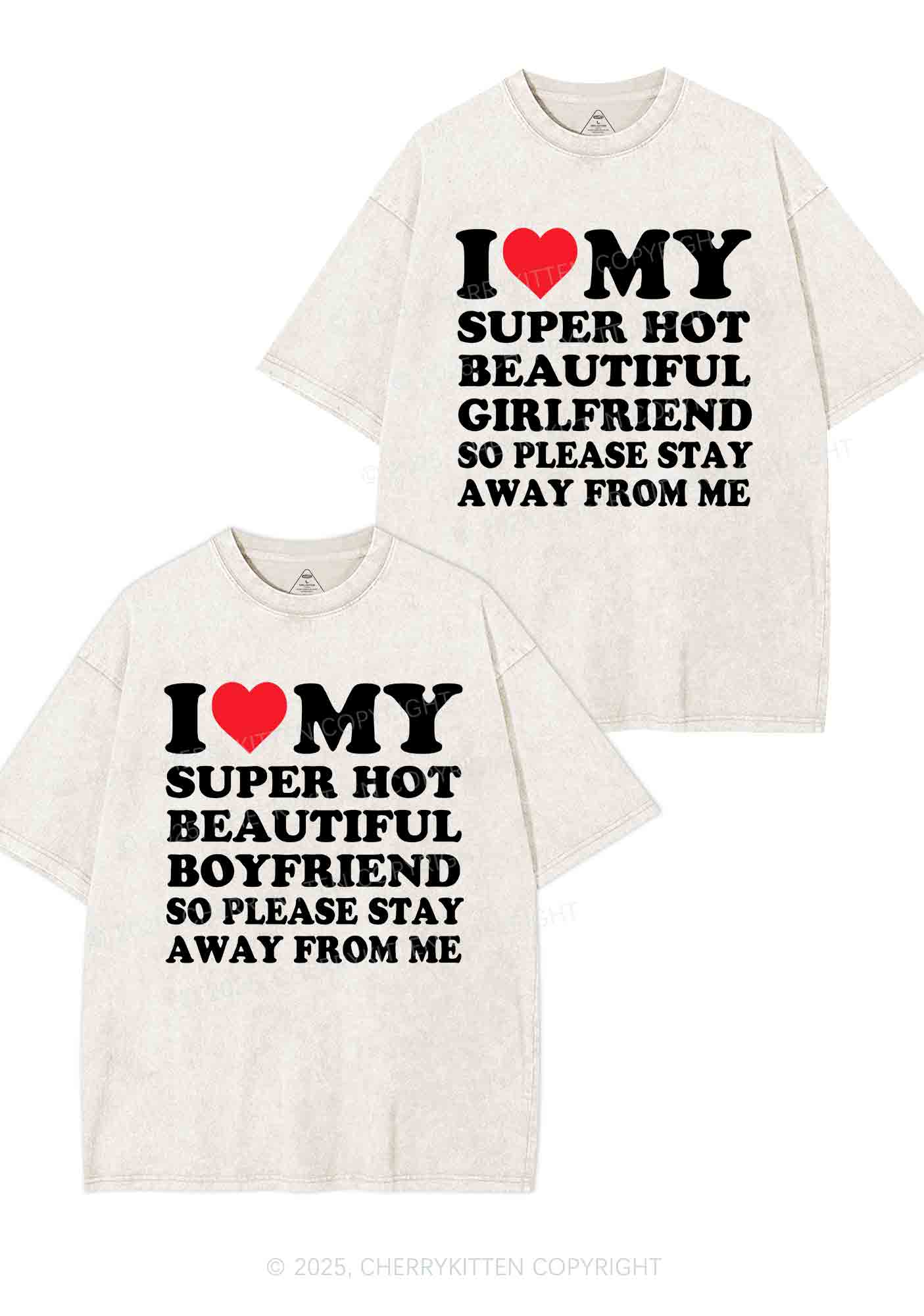 My Super Hot BF GF Y2K Valentine's Day Washed Tee Cherrykitten