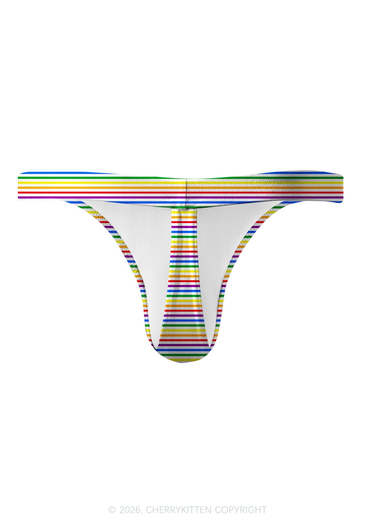 Rainbow Stripes Pride Y2K Print Men Thong Cherrykitten
