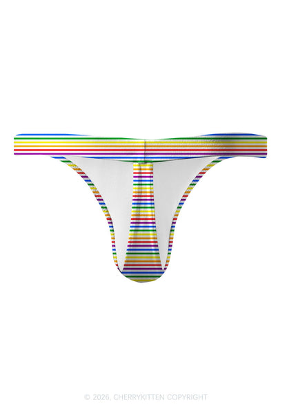 Rainbow Stripes Pride Y2K Print Men Thong Cherrykitten