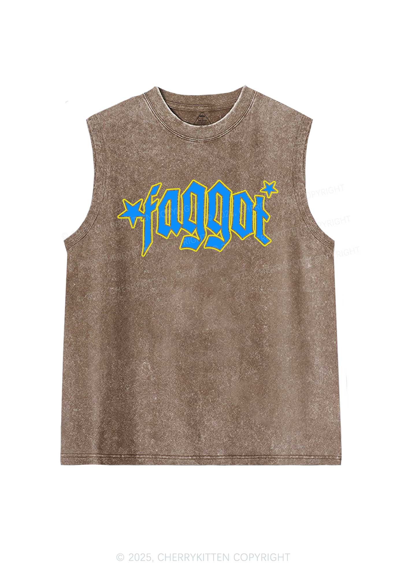 Faggot Stars Pride Y2K Washed Muscle Tank Cherrykitten