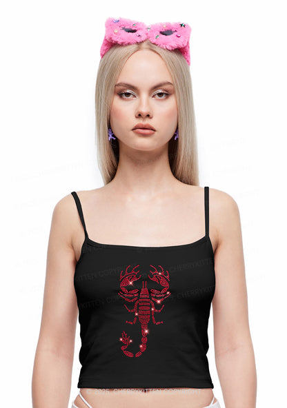 Rhinestone Red Scorpion Y2K Spaghetti Strap Cami Cherrykitten
