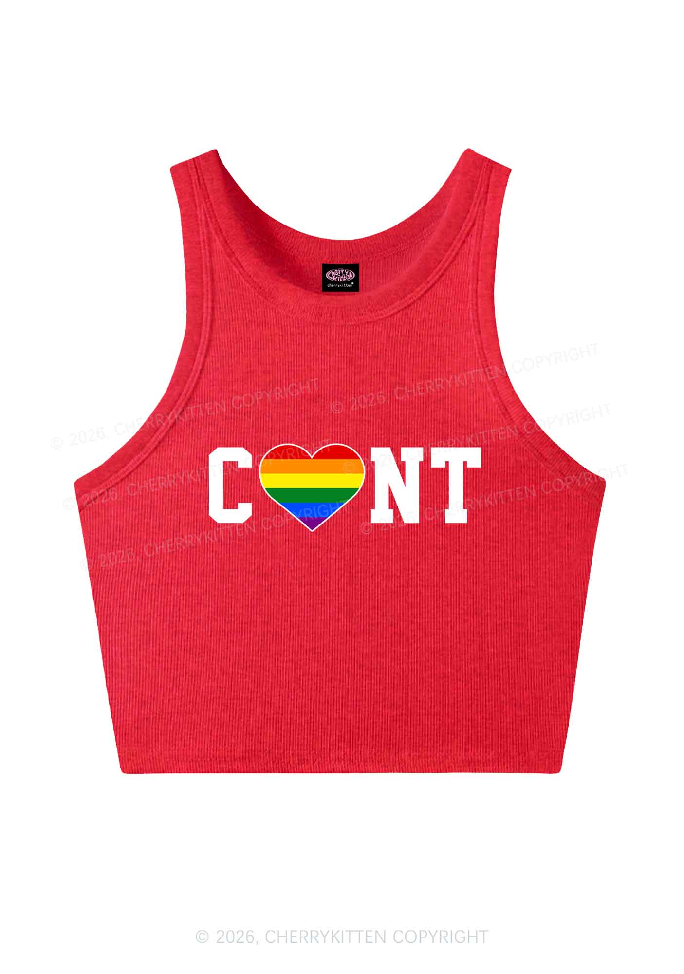 Rainbow Heart Cxxt Pride Y2K Crop Tank Top Cherrykitten