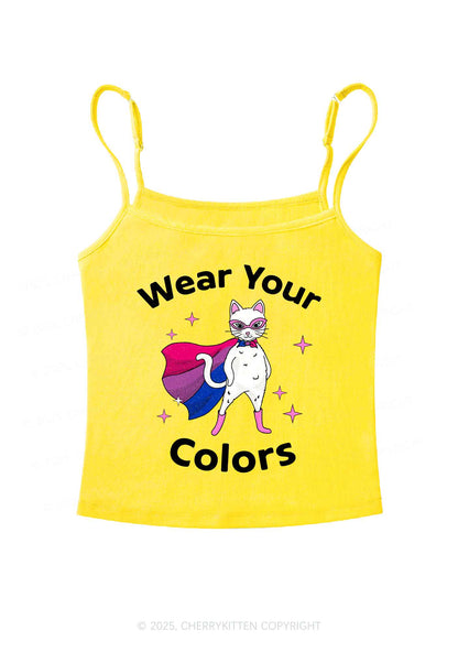 Bisexual Flag Cat Pride Y2K Spaghetti Strap Cami Cherrykitten
