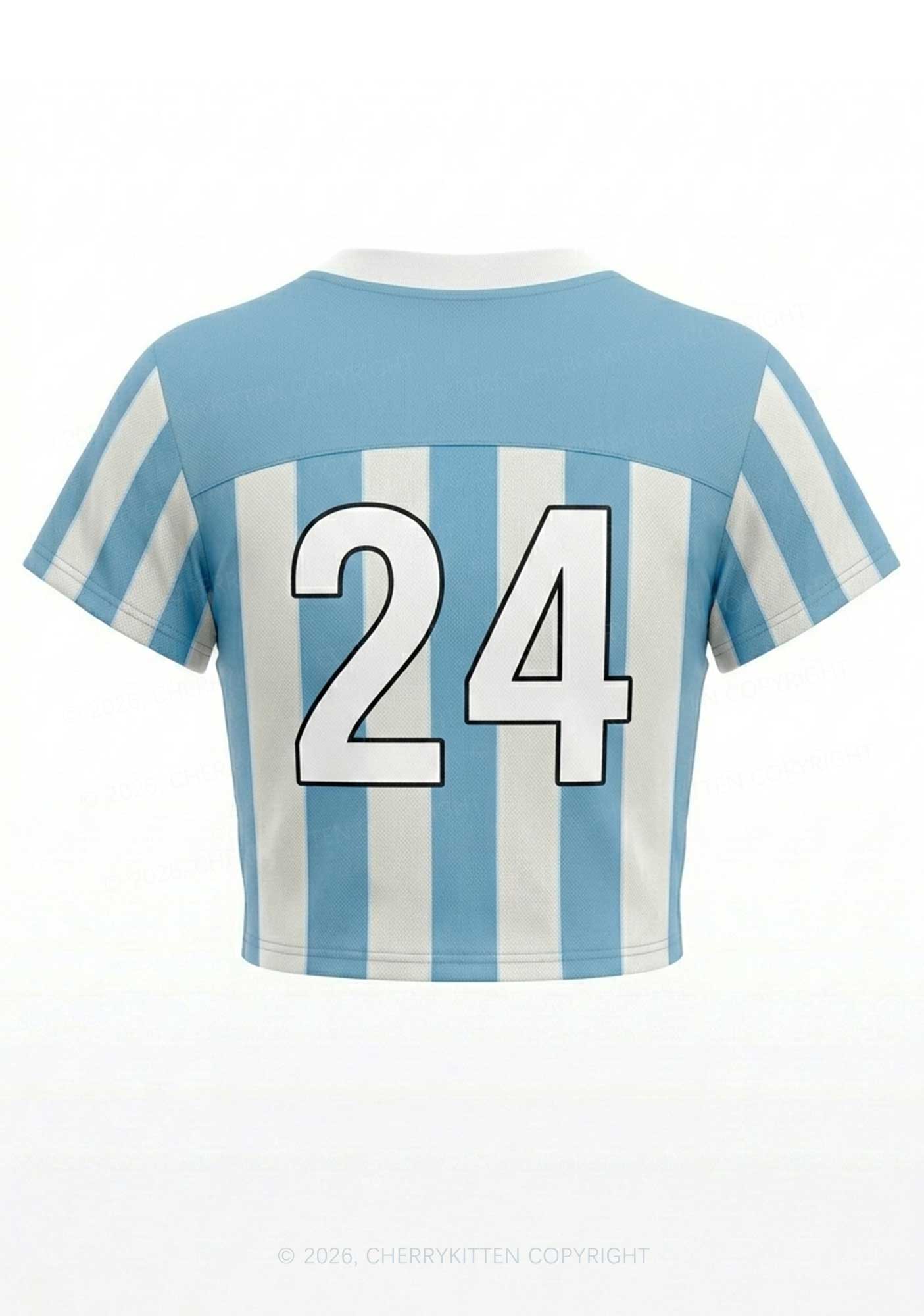 Blue White Stripes Faggot Pride Y2K Crop Football Jersey Shirts Cherrykitten