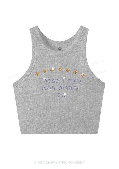 Rhinestone Txtties Nonbinary Too Y2K Crop Tank Top Cherrykitten