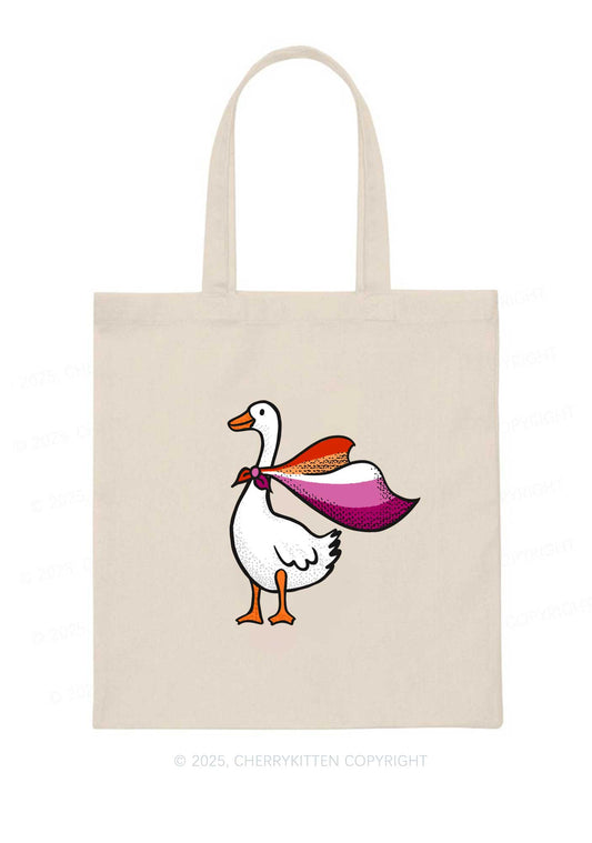 Lesbian Goose Pride Y2K Canvas Tote Bag Cherrykitten