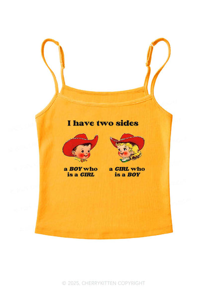 I Have Two Sides Pride Y2K Spaghetti Strap Cami Cherrykitten