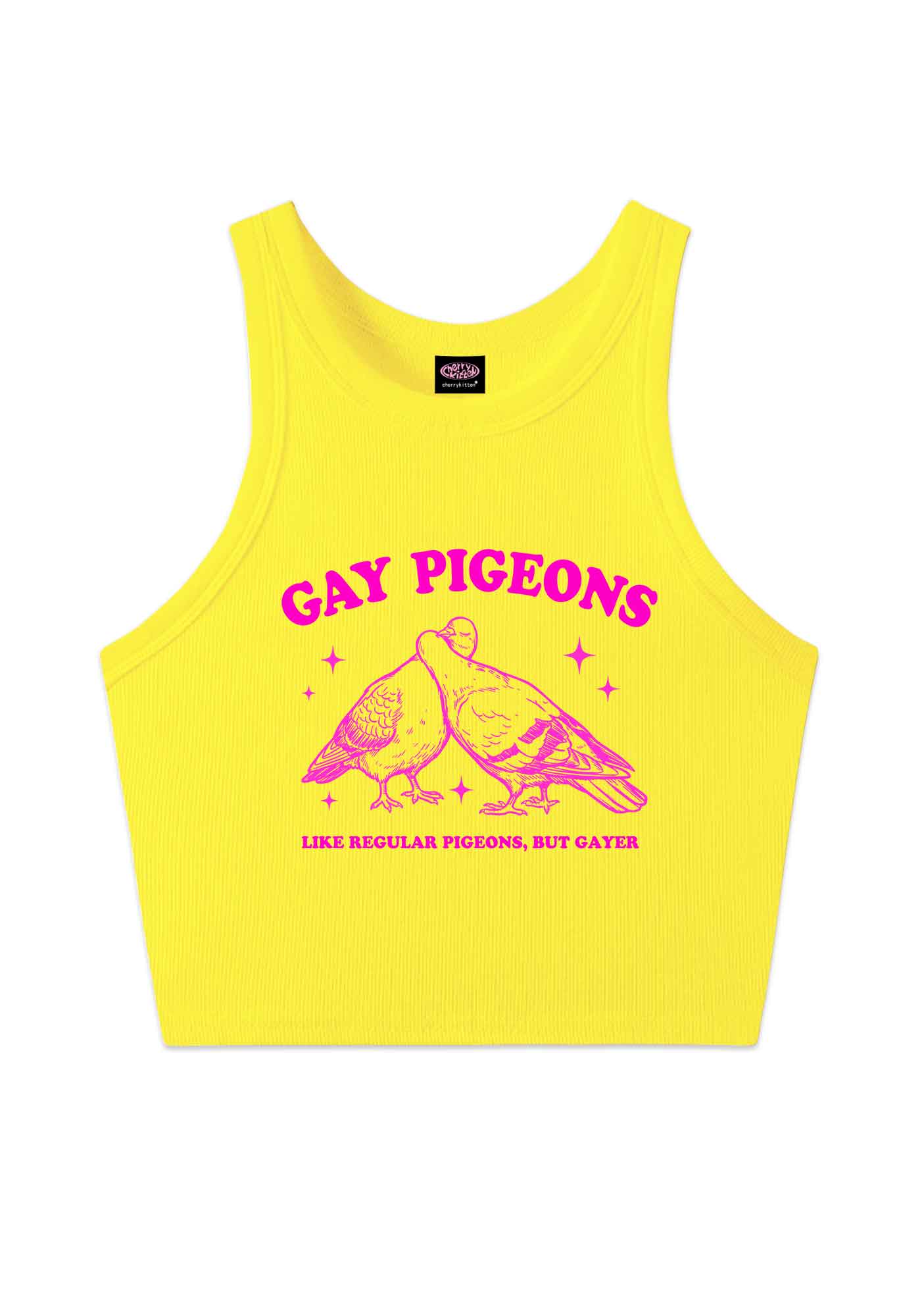 Gay Pigeons Kissing Pride Y2K Crop Tank Top Cherrykitten
