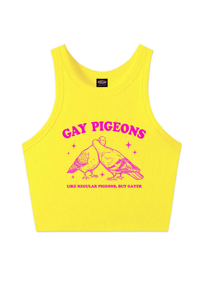 Gay Pigeons Kissing Pride Y2K Crop Tank Top Cherrykitten