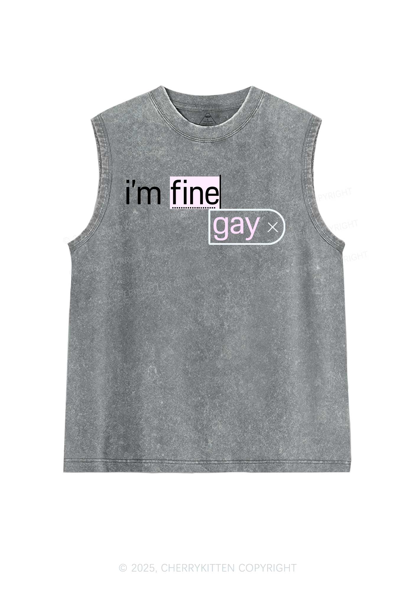 Im Fine Gay Pride Y2K Washed Muscle Tank Cherrykitten