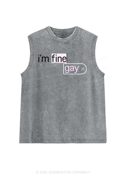 Im Fine Gay Pride Y2K Washed Muscle Tank Cherrykitten