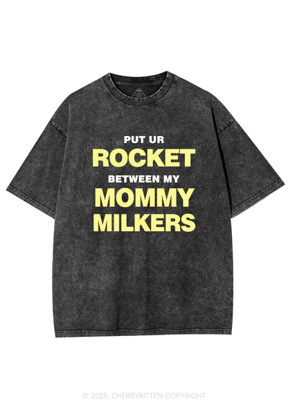 Rocket Mommy Milkers Y2K Shirts Washed Tee Cherrykitten