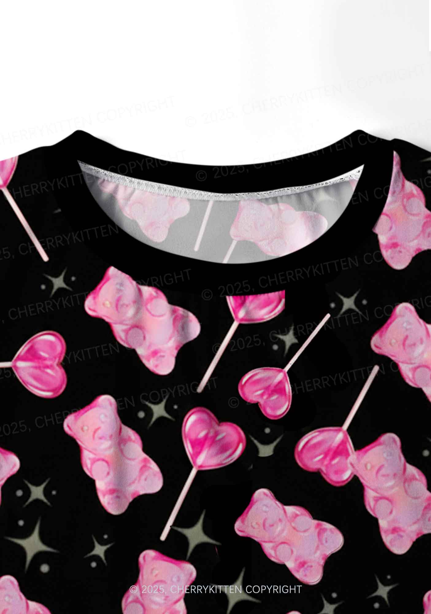 Lollipops Gummies Valentine's Day Y2K Print Long Sleeve Pajama Set Cherrykitten