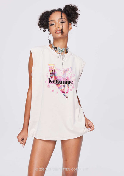 Angel K Horse Valentine's Day Y2K Washed Muscle Tank Cherrykitten