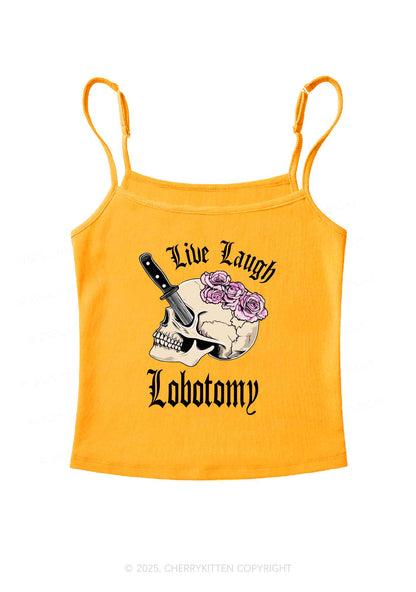 Live Laugh Lobotomy Skull Y2K Spaghetti Strap Cami Cherrykitten