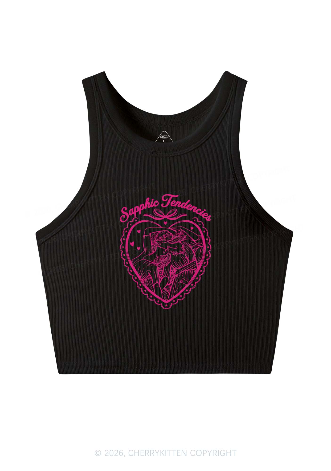 Sapphic Tendencies Art Pride Y2K Crop Tank Top Cherrykitten