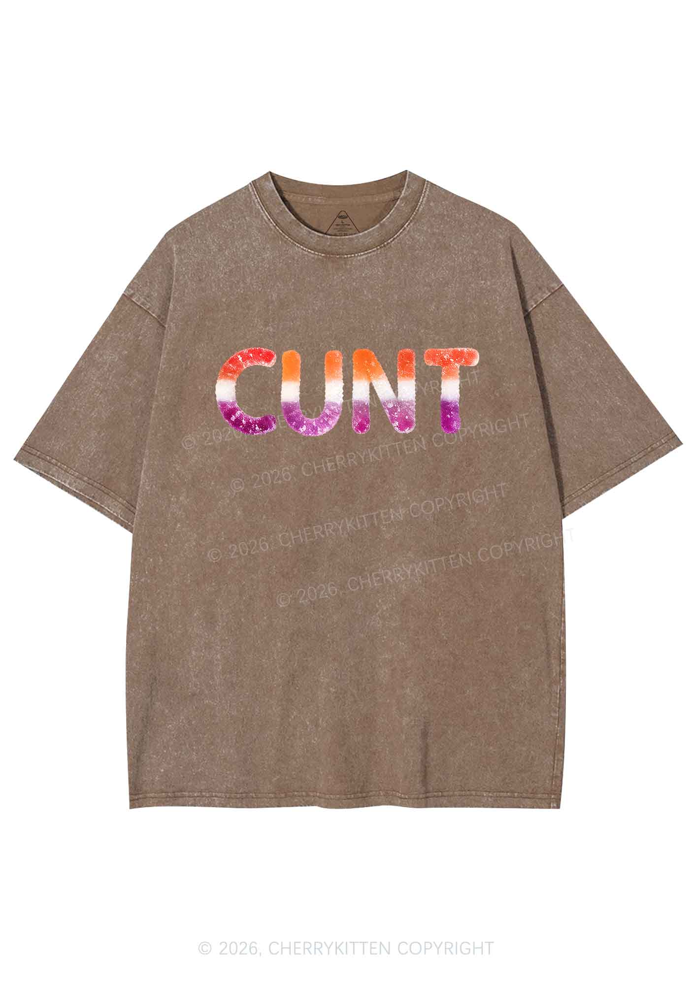 Lesbian Candy Cxxt Pride Y2K Shirts Washed Tee Cherrykitten