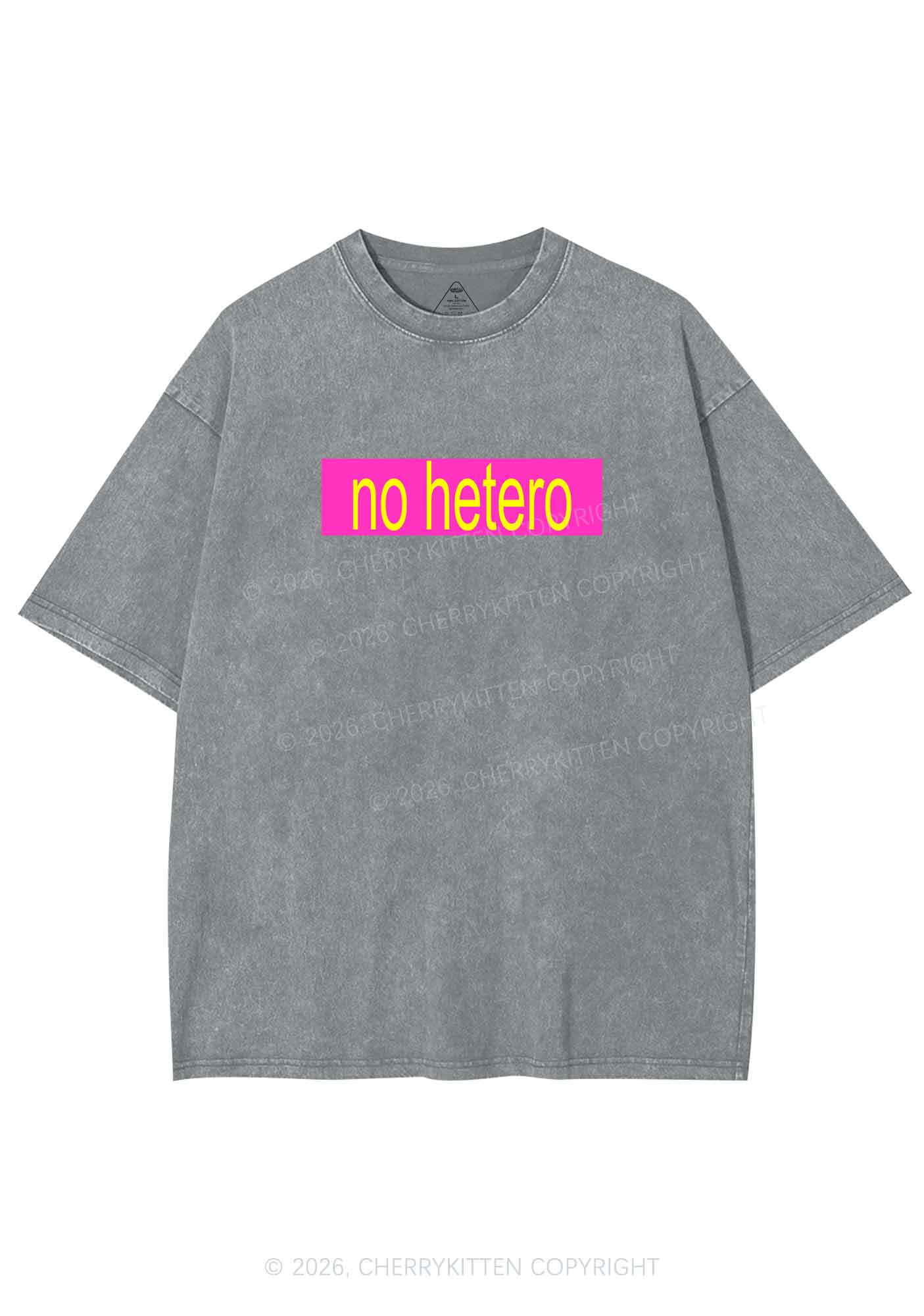 No Hetero Pride Y2K Shirts Washed Tee Cherrykitten