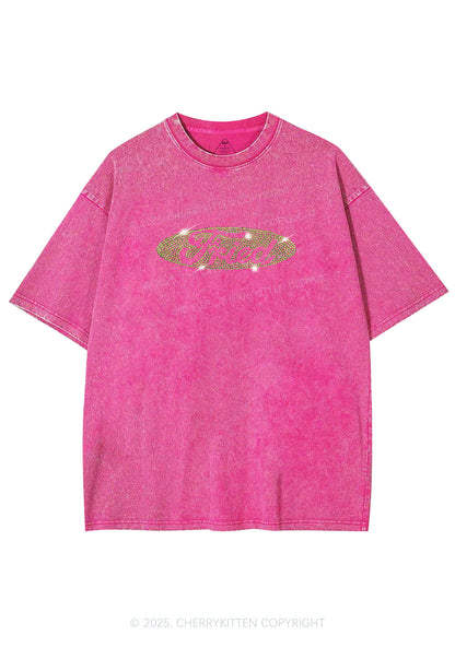 Rhinestone Fried Y2K Shirts Washed Tee Cherrykitten
