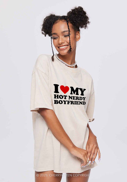 I Love My Hot Nerdy BF Y2K Valentine's Day Washed Tee Cherrykitten