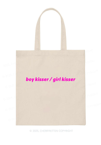 Boy Kisser Girl Kisser Pride Y2K Canvas Tote Bag Cherrykitten