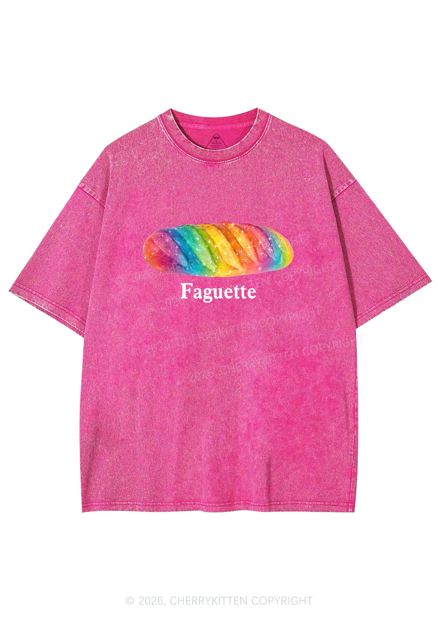 Rainbow Faguette Pride Y2K Shirts Washed Tee Cherrykitten