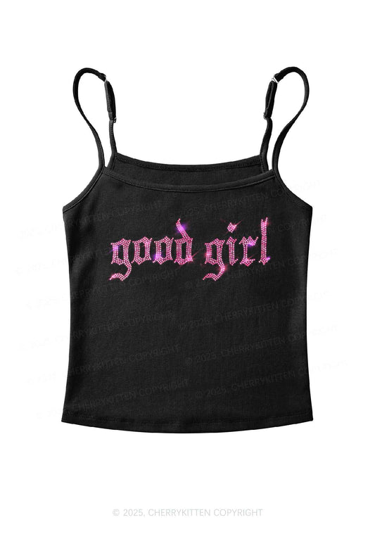 Rhinestone Good Girl Y2K Spaghetti Strap Cami Cherrykitten