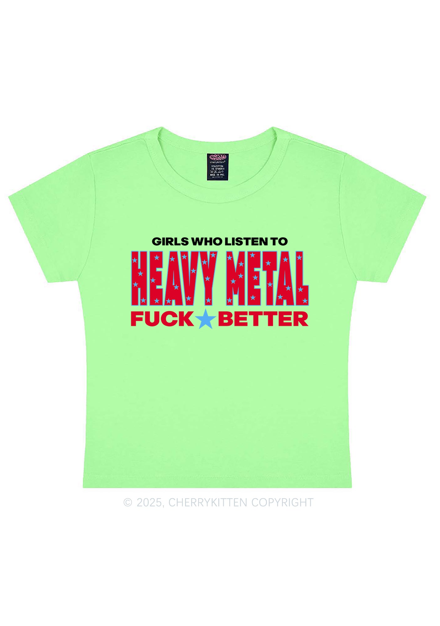 Girls Listen Heavy Metal Y2K Baby Tee Cherrykitten