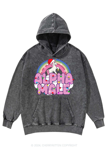 Christmas Alpha Male Y2K Washed Hoodie Cherrykitten