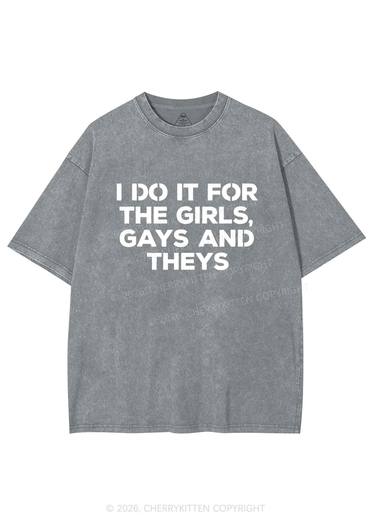Girls Gays Theys Pride Y2K Shirts Washed Tee Cherrykitten