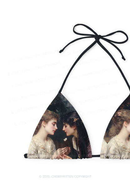 Victorian Sapphic Pride Y2K Print Bikini Set Cherrykitten