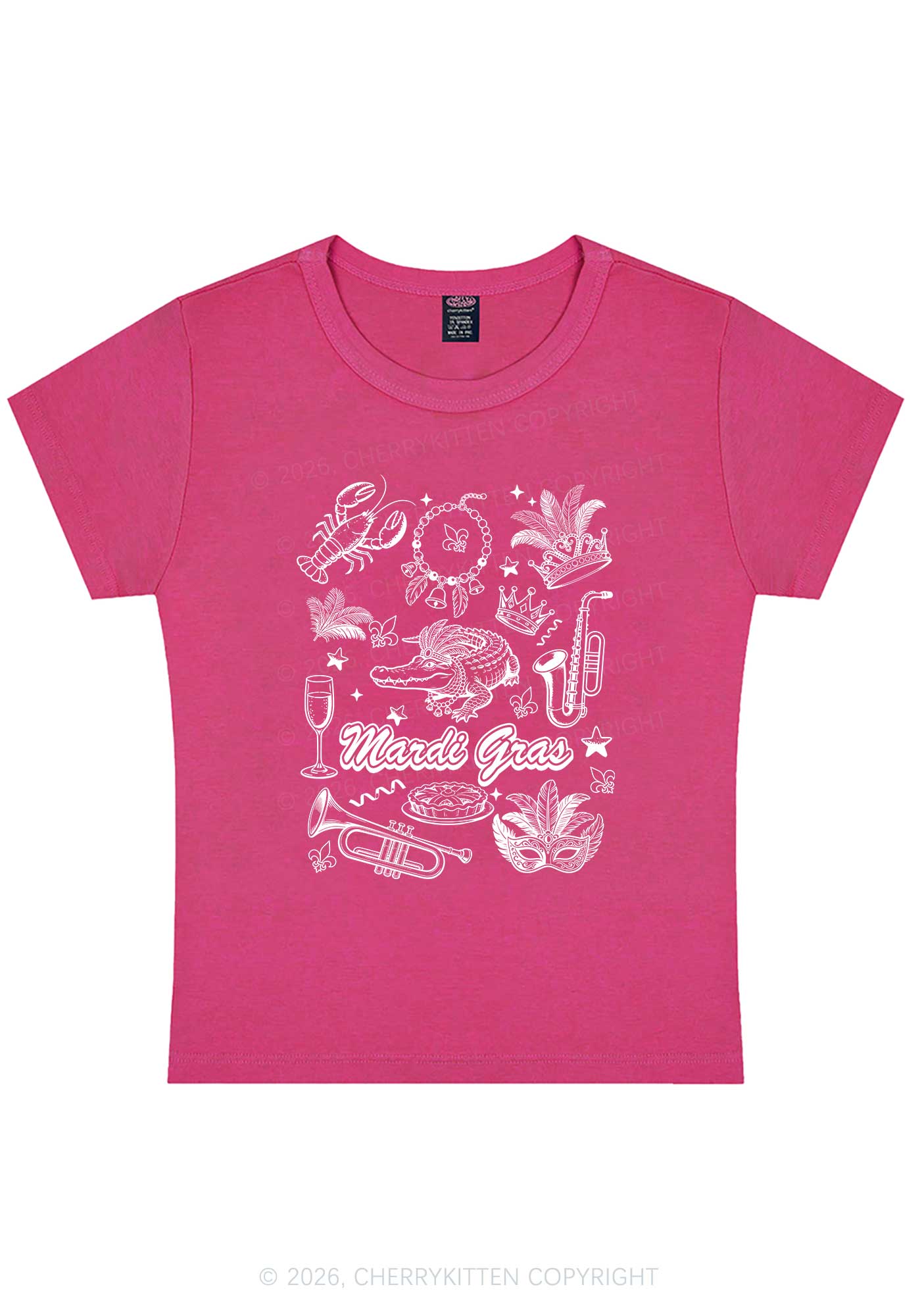 Mardi Gras Symbols Y2K Baby Tee Cherrykitten