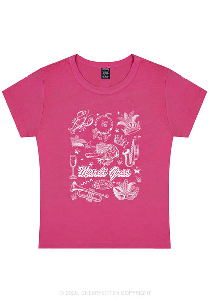 Mardi Gras Symbols Y2K Baby Tee Cherrykitten