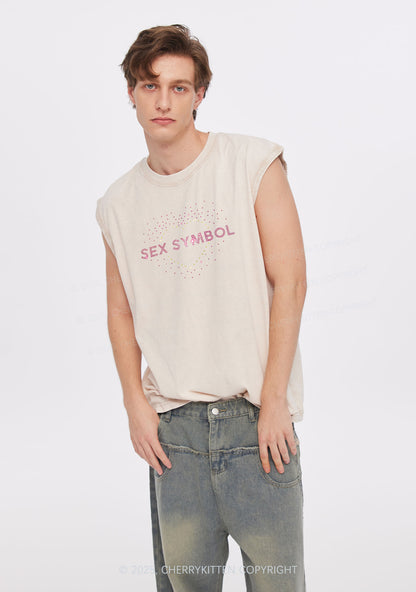 Rhinestone Sx Symbol Y2K Washed Muscle Tank Cherrykitten