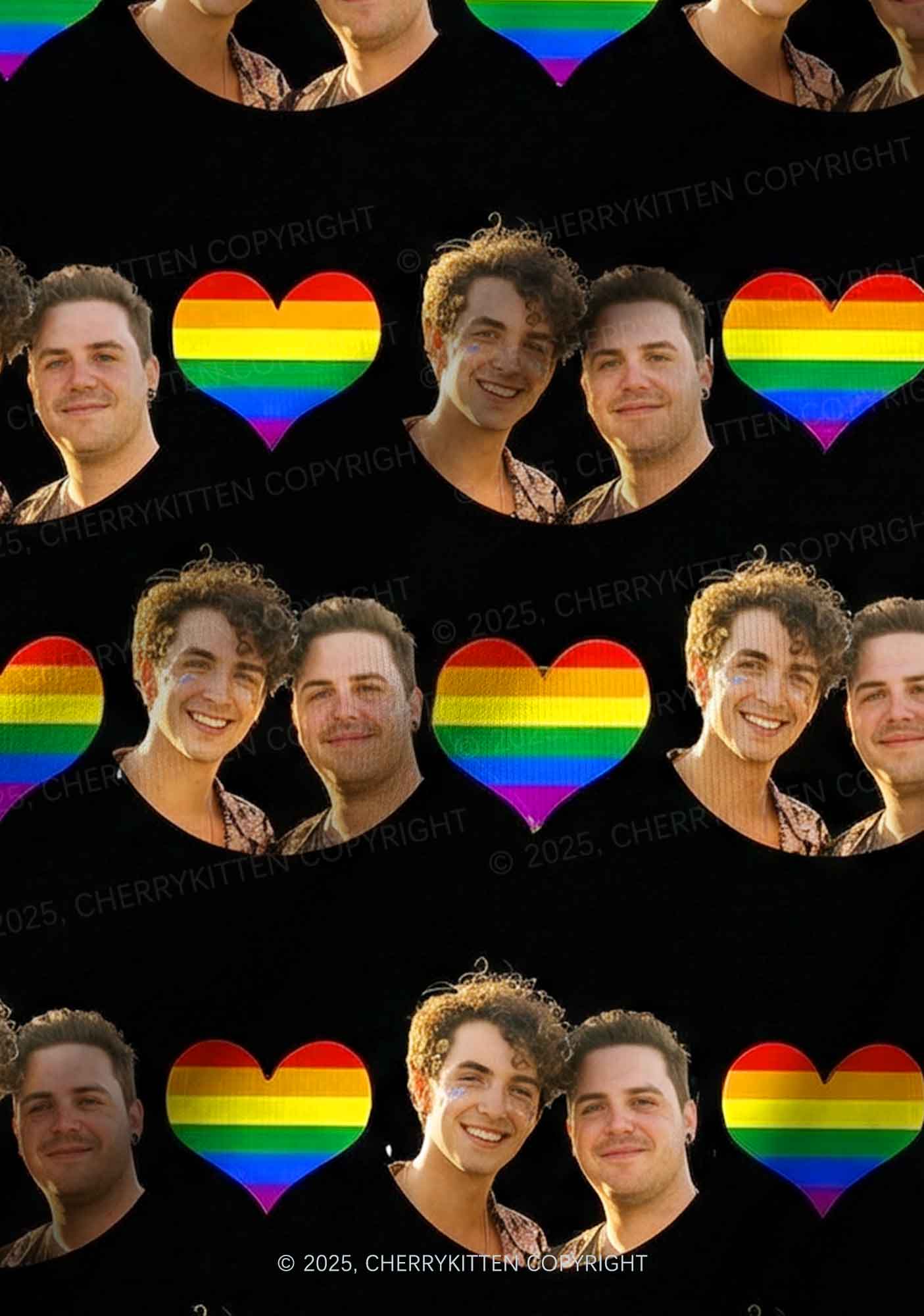 Custom Gay Couple Photo Valentine's Day Y2K Print Long Sleeve Pajama Set Cherrykitten