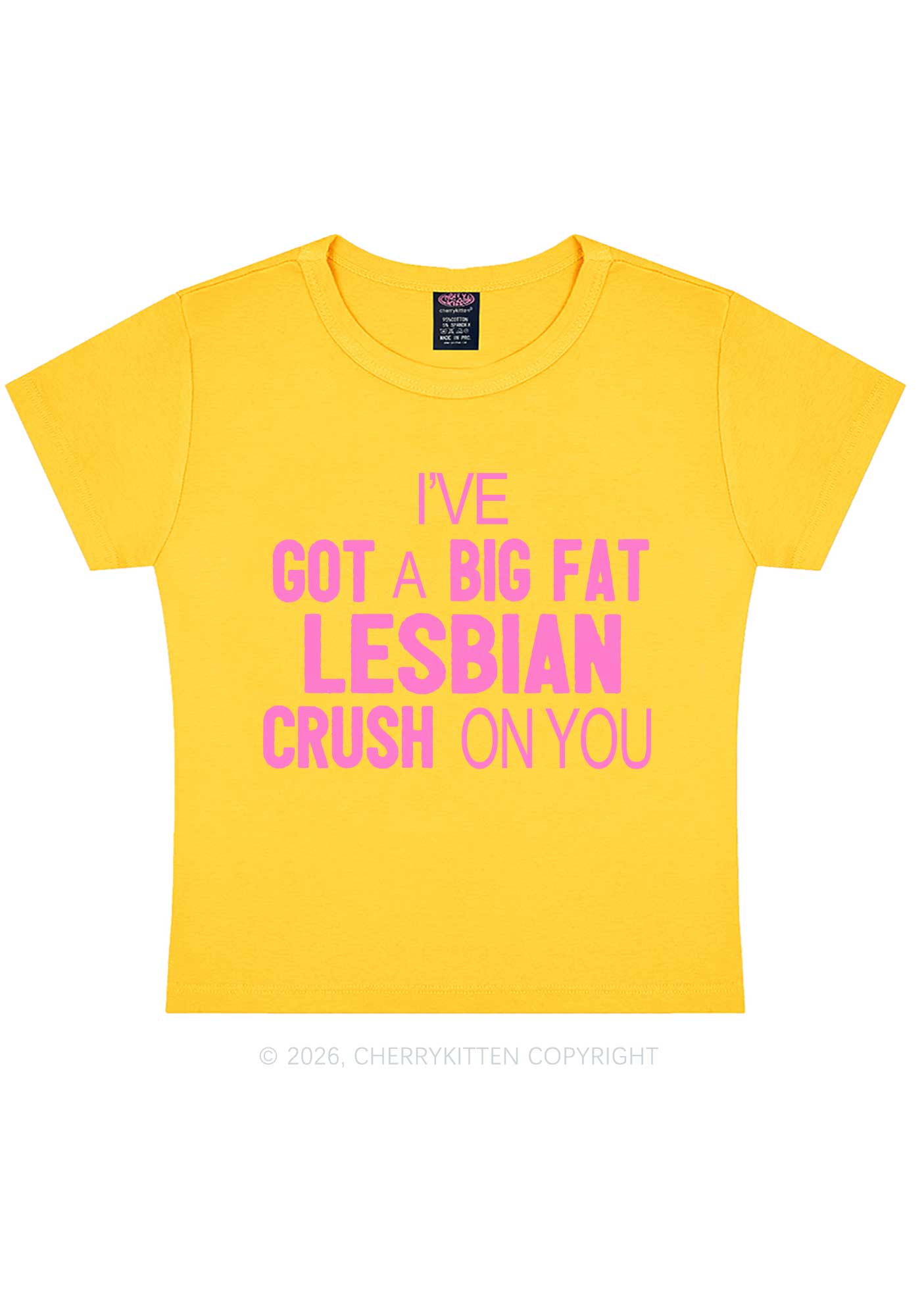 Big Fat Lesbian Crush Pride Y2K Baby Tee Cherrykitten