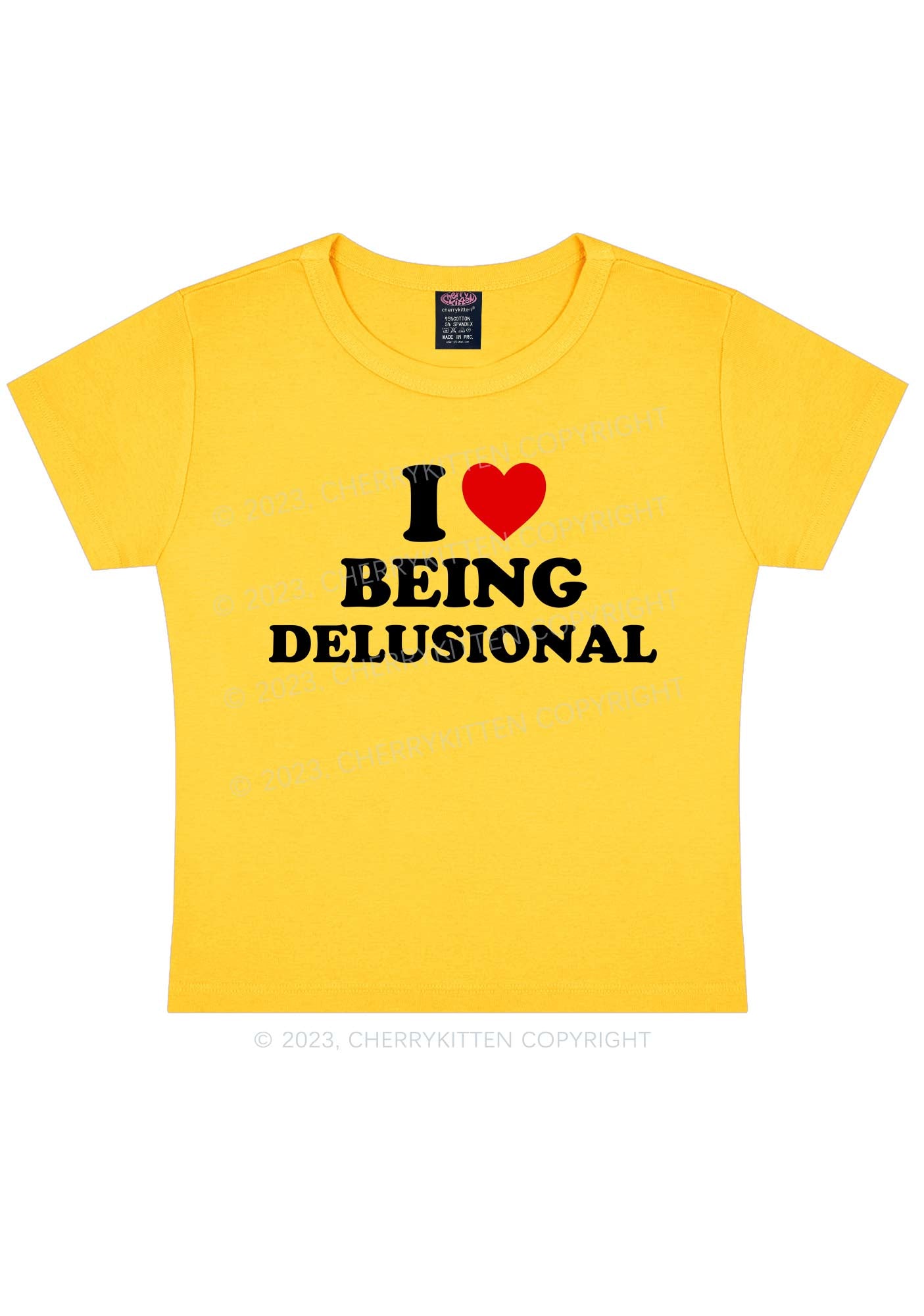 Being Delusional Y2K Baby Tee