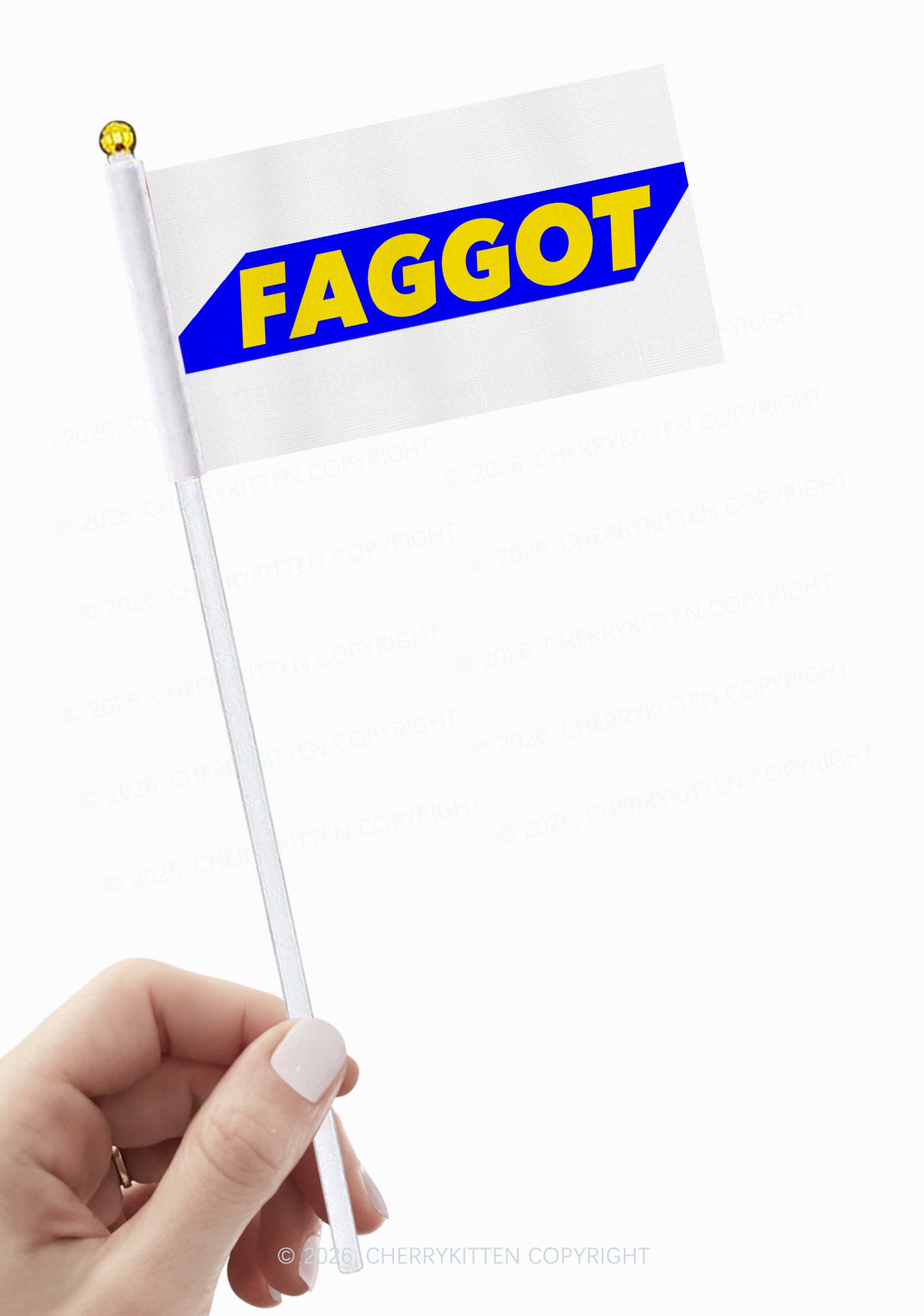 Blue Faggot Pride Y2K Hand Flags Cherrykitten