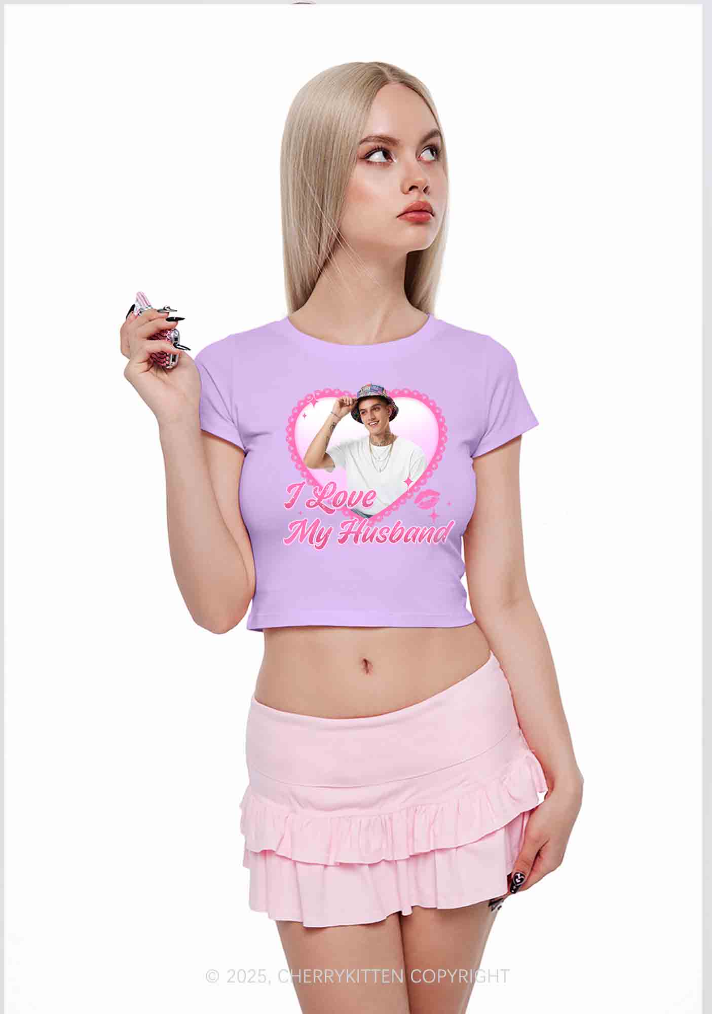 Custom Love My Wife Photo Y2K Valentine's Day Couple Shirt Cherrykitten