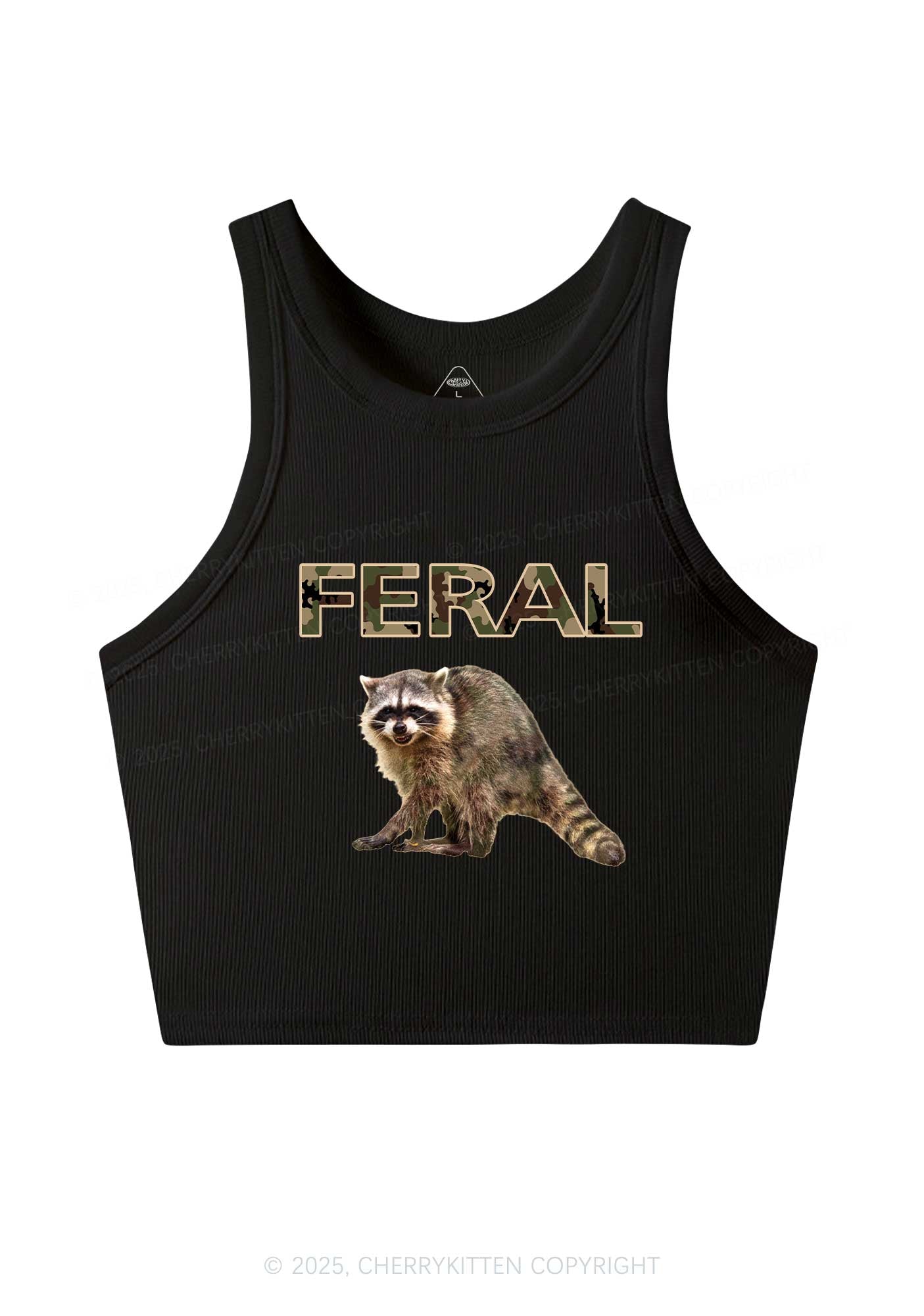 Feral Raccoon Y2K Crop Tank Top Cherrykitten